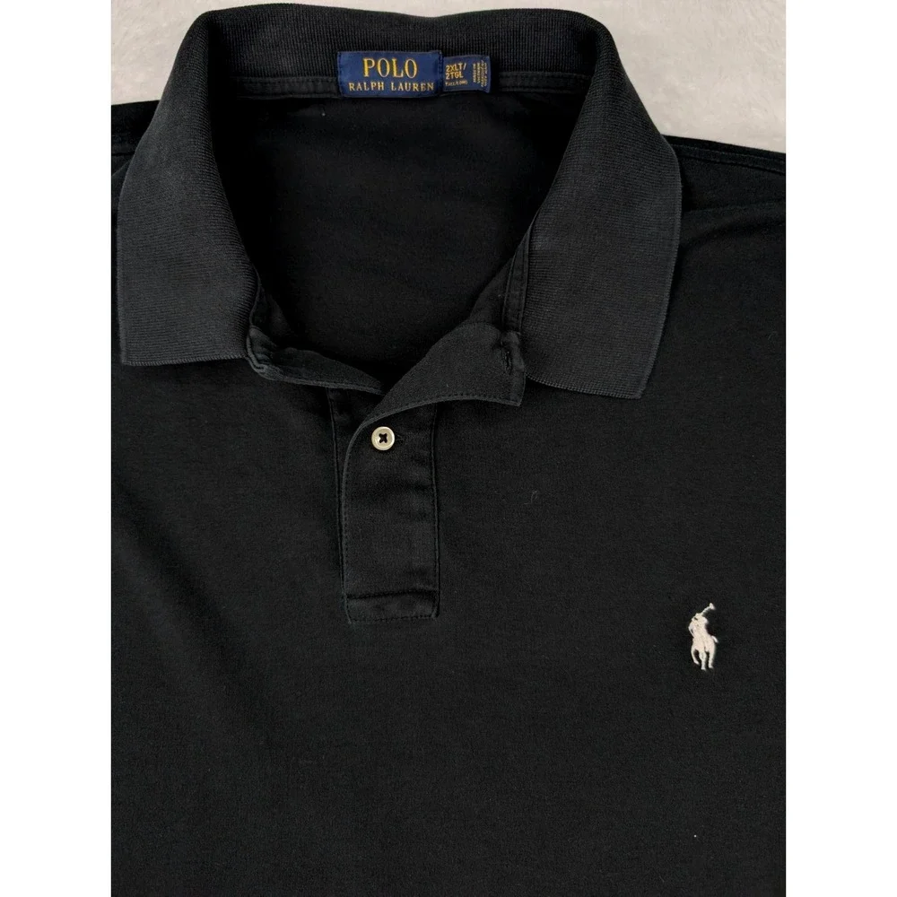 Polo Ralph Lauren Polo Shirt Men's 2XLT Black Short Sleeve Preppy *Read